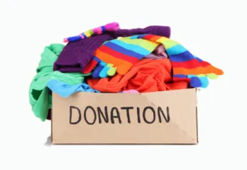 Donation box with clothing