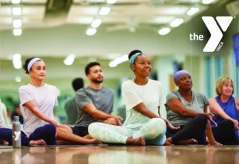 Y USA photo of members stretching with a Y logo