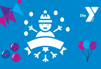 Snowman juggling accompanied by balloons, juggling balls and flags