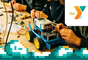 Hands working on a robot