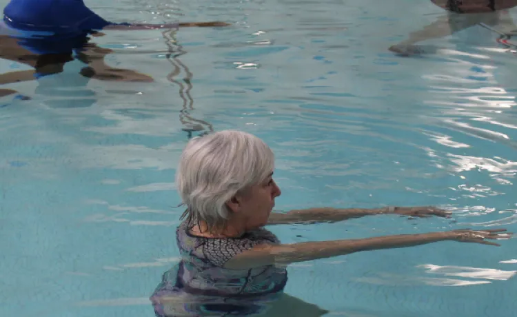 Three Members in Rooke Pool Exercising