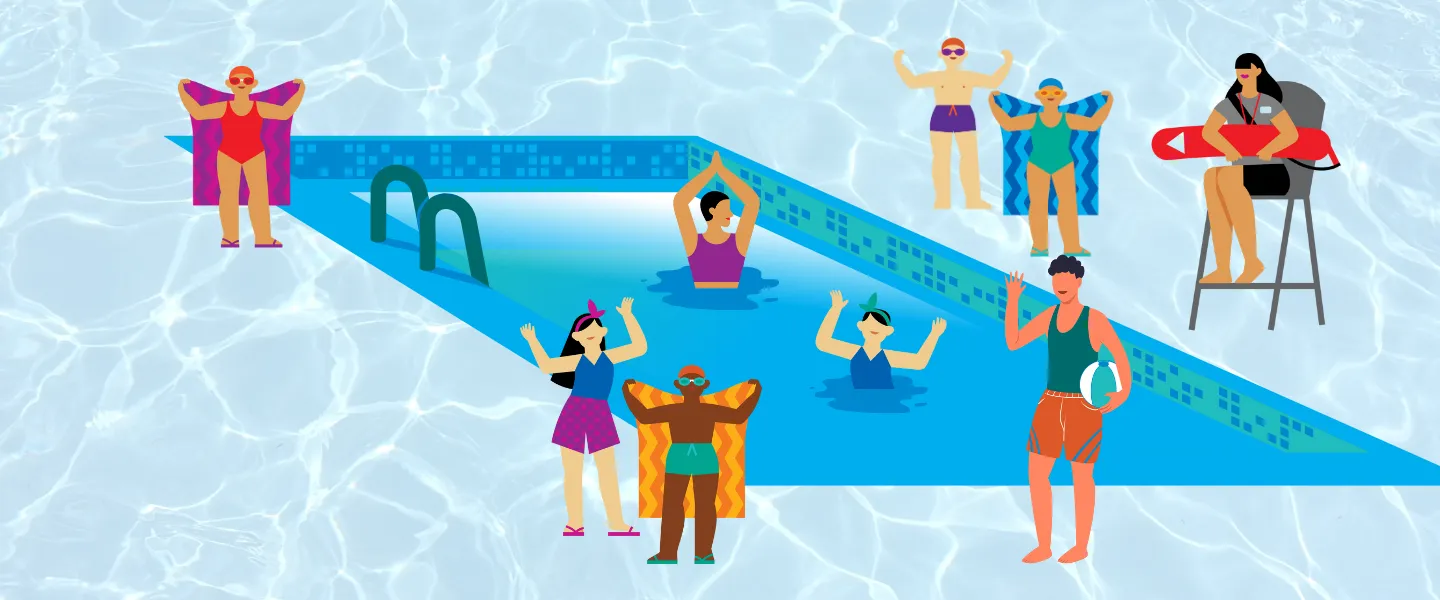 People Illustration at a pool