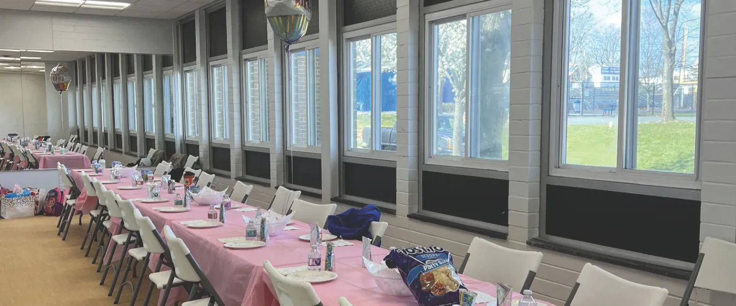 Girls Birthday set up in the multipurpose space