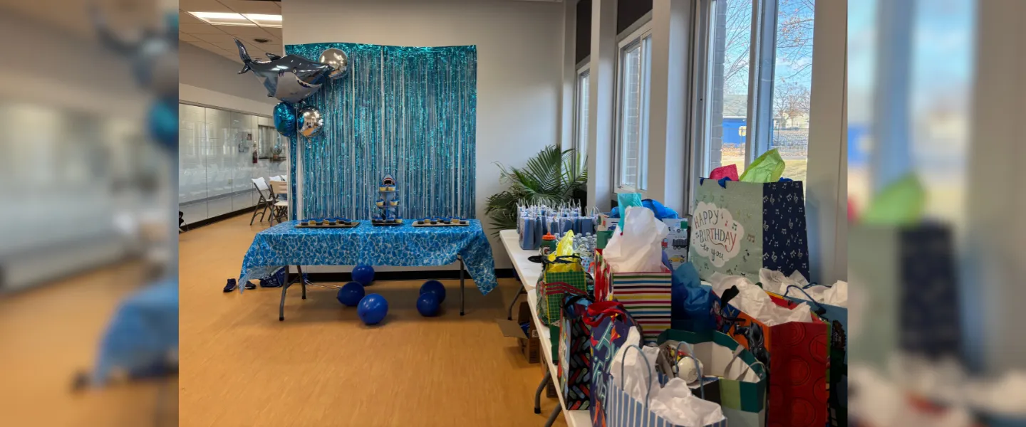 Shark themed birthday with presents