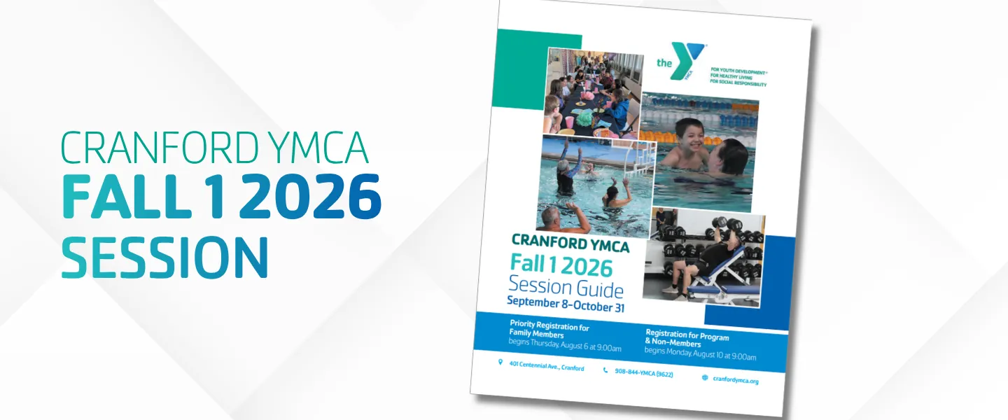Cranford YMCA Fall 1 2026 Session with image of the program guide