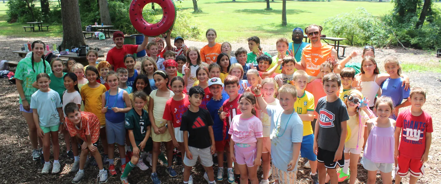 Large group of campers