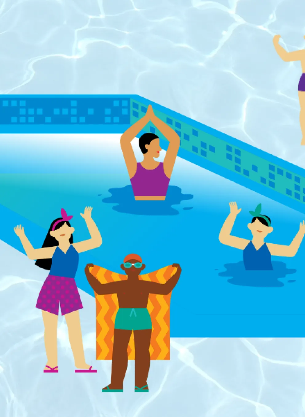 People Illustration at a pool