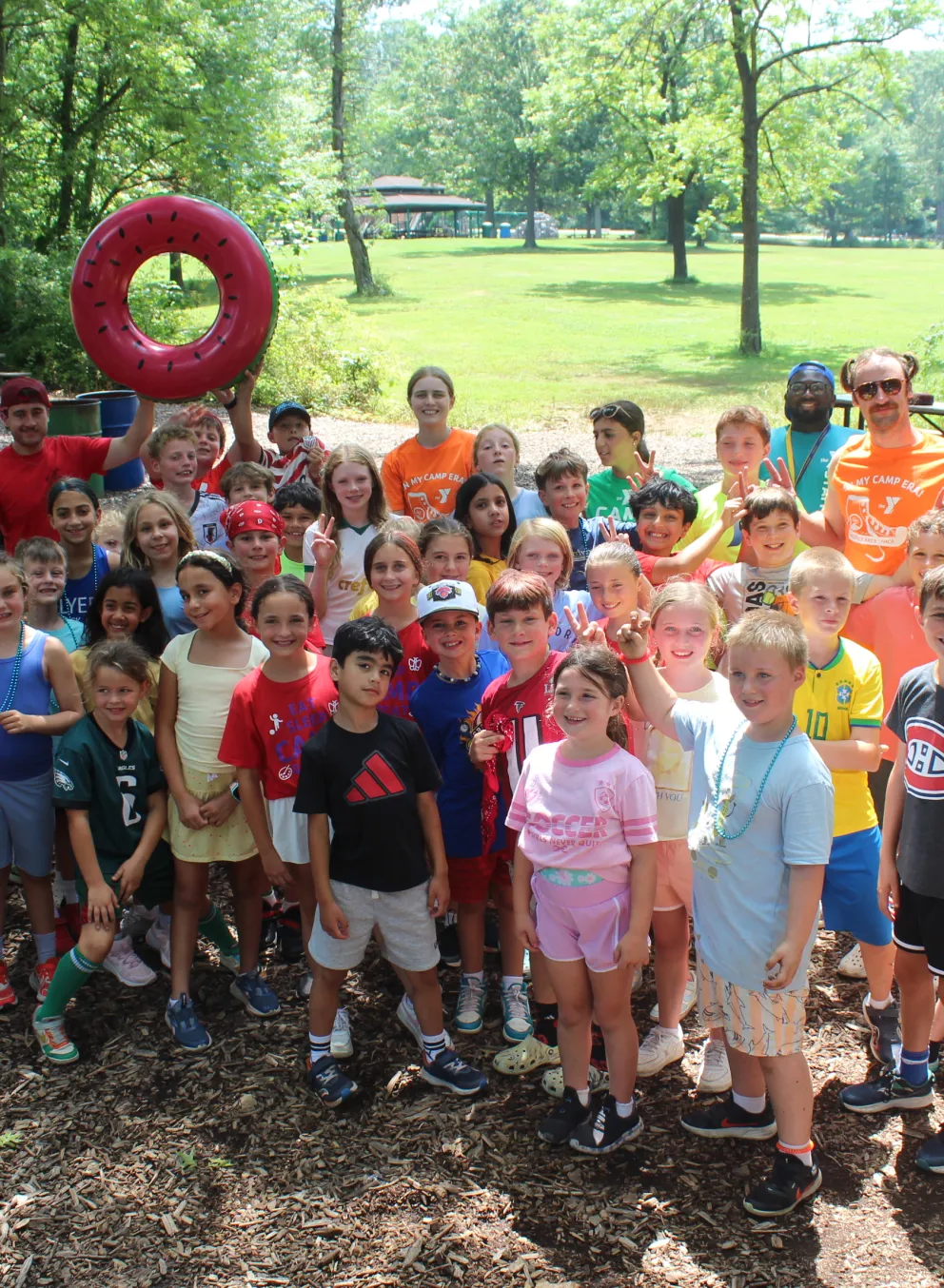 Large group of campers