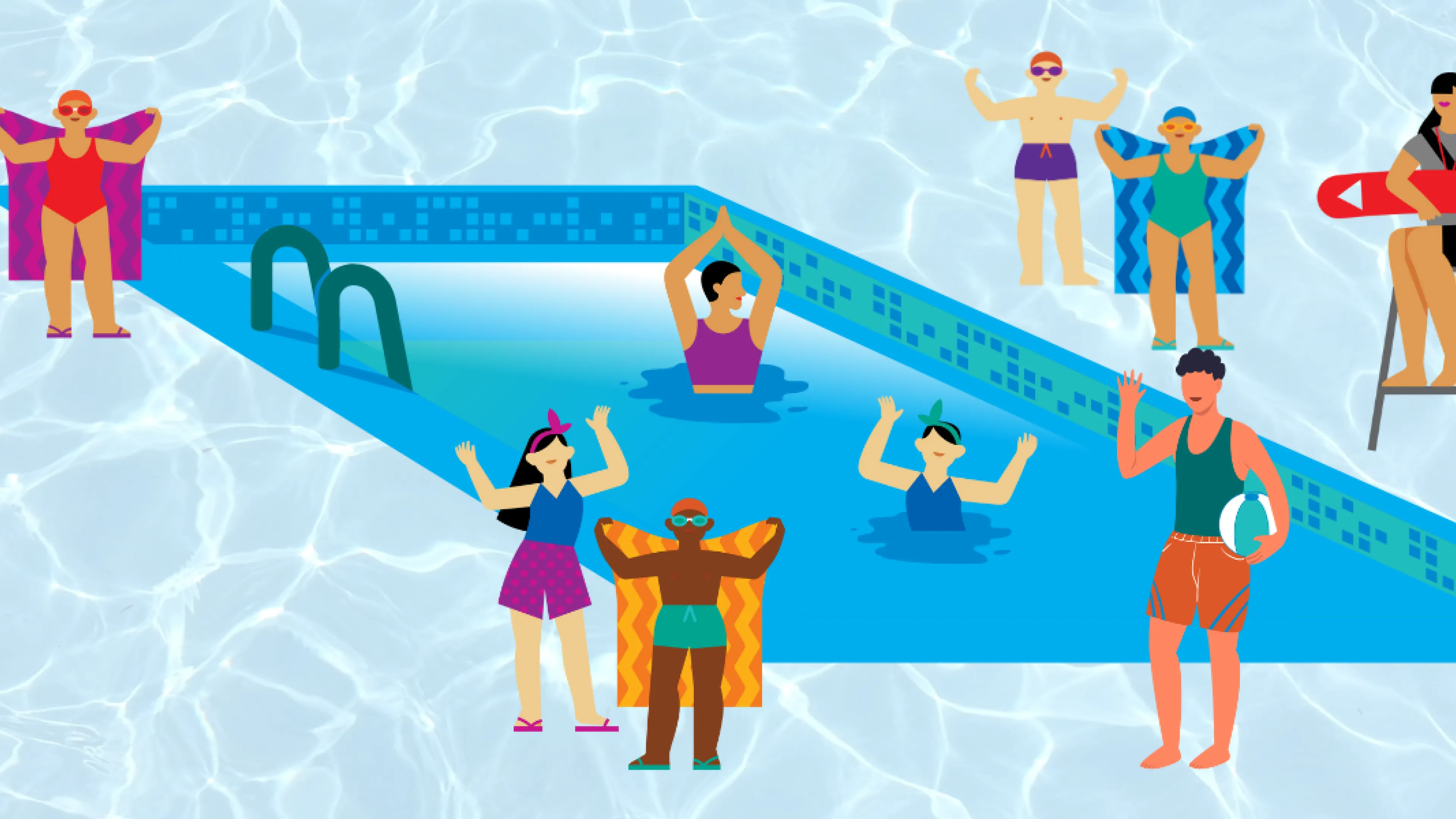People Illustration at a pool
