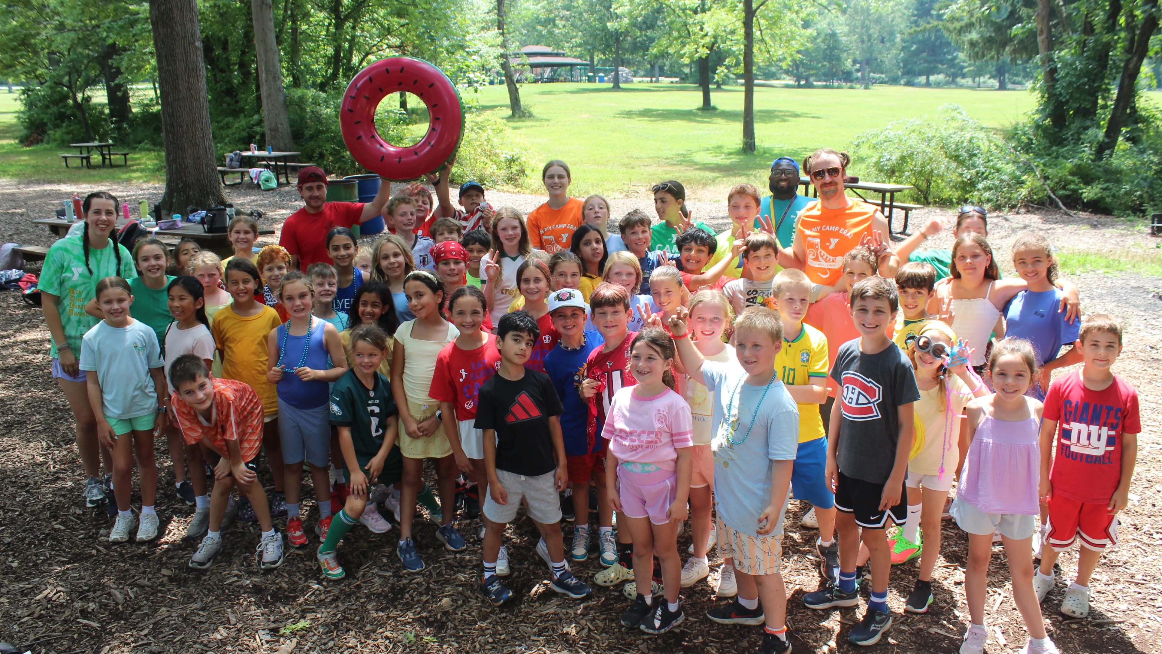Large group of campers