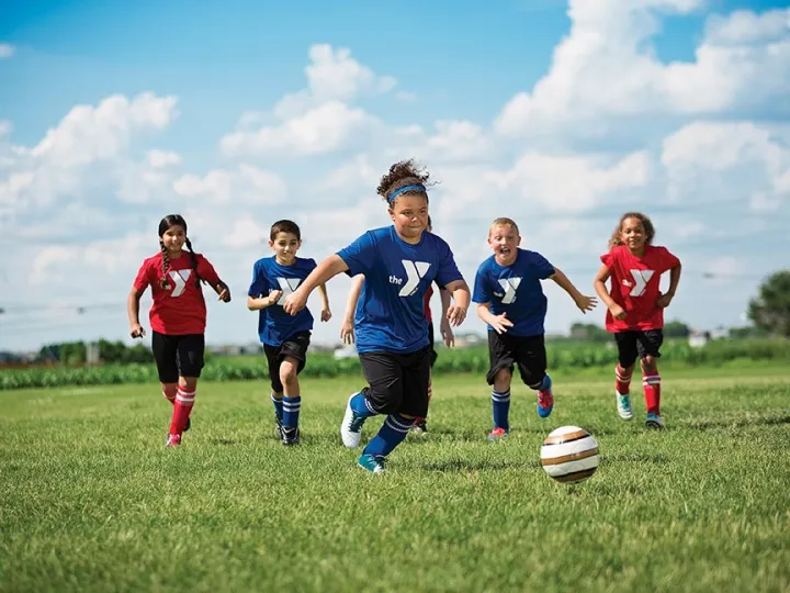 Children playing soccer