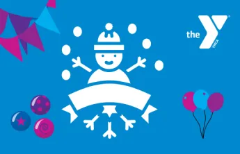 Snowman juggling accompanied by balloons, juggling balls and flags