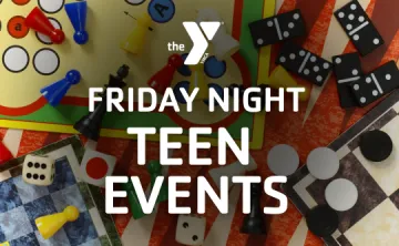 "Friday Night Teen Events" Over a board game photo