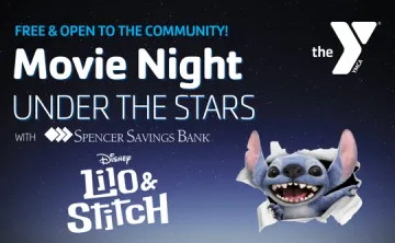 "Free and open to the community! Movie Night Under the Stars with the Westfield Area YMCA and Spencer Savings Bank"