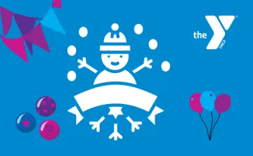 Snowman juggling accompanied by balloons, juggling balls and flags