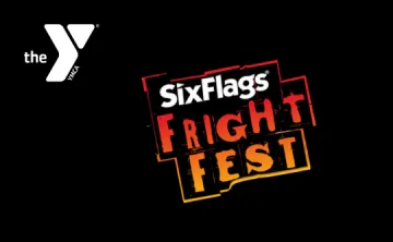 "Six Flags Fright Fest" logo with a Y logo